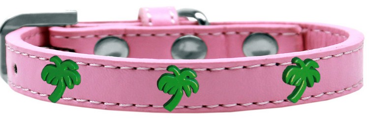 Green Palm Tree Widget Dog Collar Light Pink Size 18